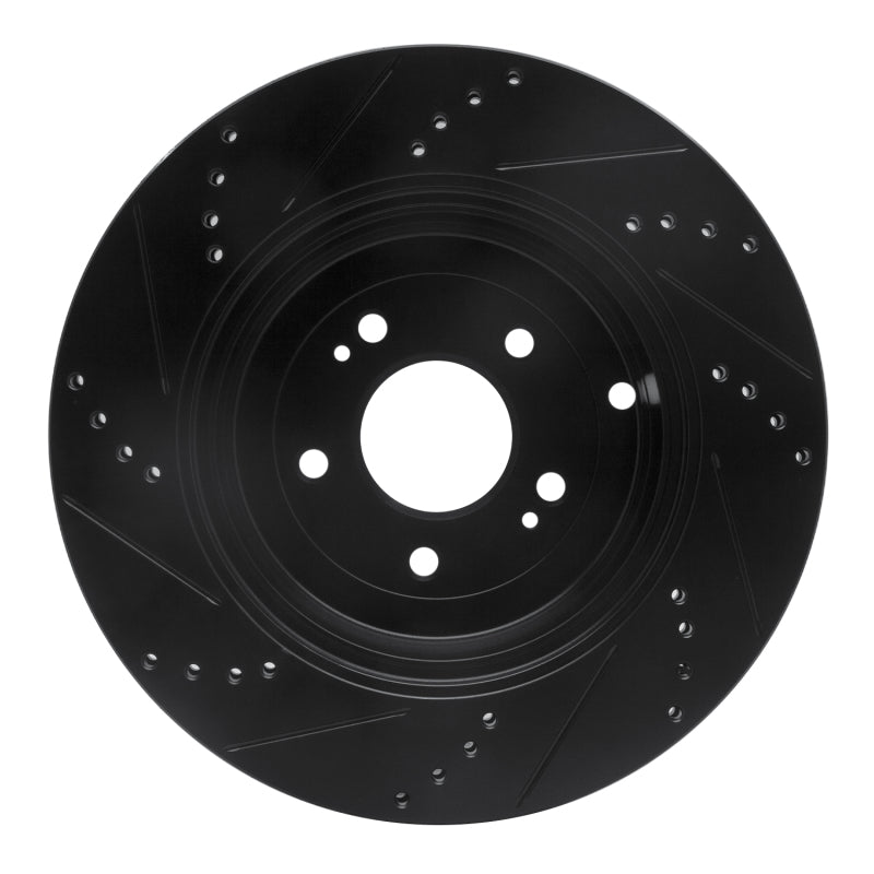 R1 Concepts R1 10-16 Hyundai Genesis Coupe Rear Right Drilled & Slotted Black Brake Rotor
