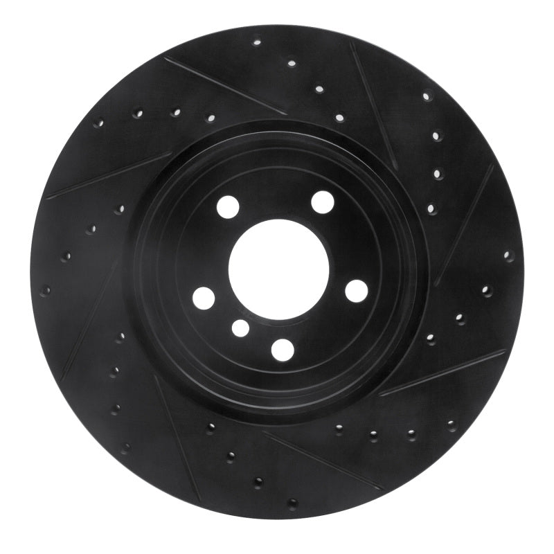 R1 Concepts R1 10-19 BMW 535I GT Rear Left Drilled & Slotted Black Brake Rotor
