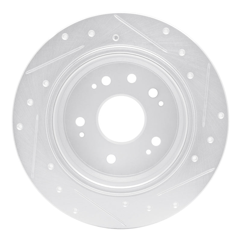 R1 Concepts R1 02-04 Honda CR-V Rear Left Drilled & Slotted Silver Brake Rotor