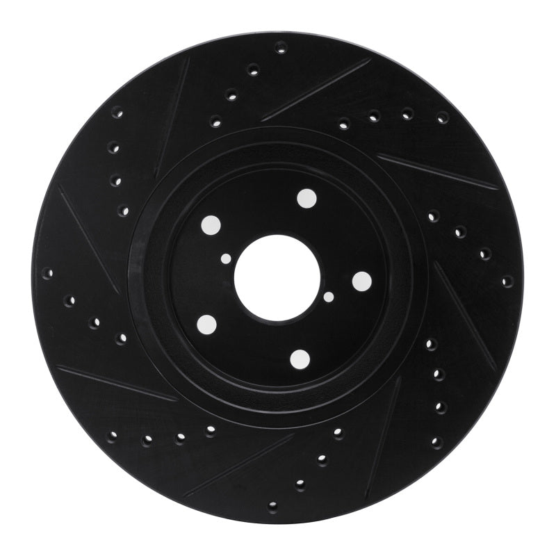 R1 Concepts R1 06-21 Subaru Legacy Front Right Drilled & Slotted Black Brake Rotor