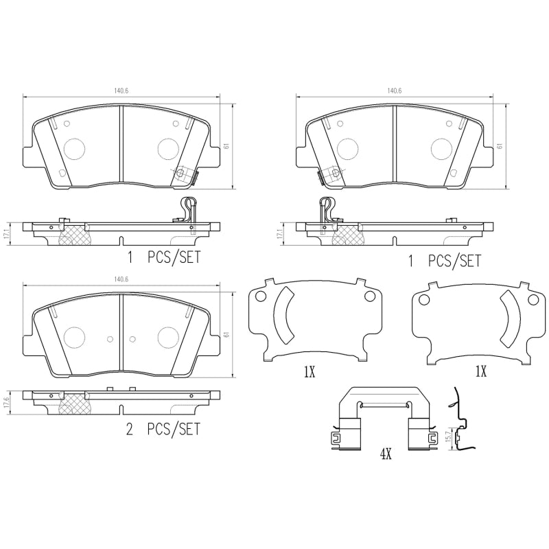 Brembo OE Brembo 18-21 Genesis G70/ Kia Stinger Front NAO Brake Pad