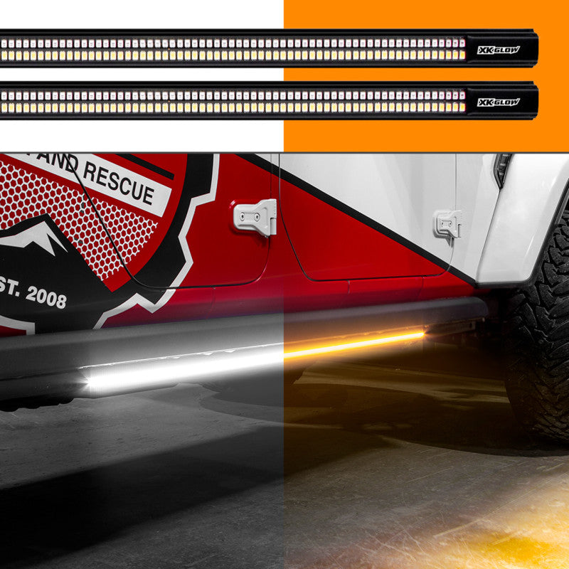 XKGLOW XK Glow Jeep & Truck Running Board Light w/ Turn Signal 2x60in White + Amber