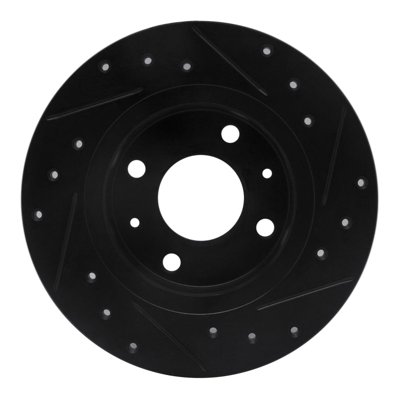 R1 Concepts R1 86-06 Nissan Pulsar NX Front Left Drilled & Slotted Black Brake Rotor