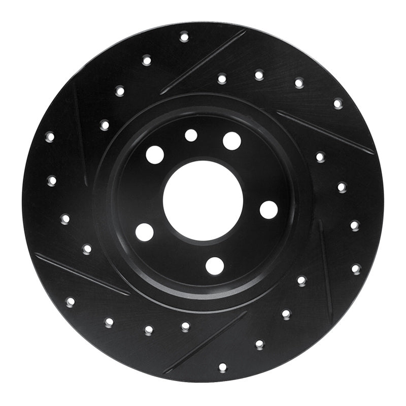 R1 Concepts R1 91-95 Alfa Romeo 164 Rear Right Drilled & Slotted Black Brake Rotor