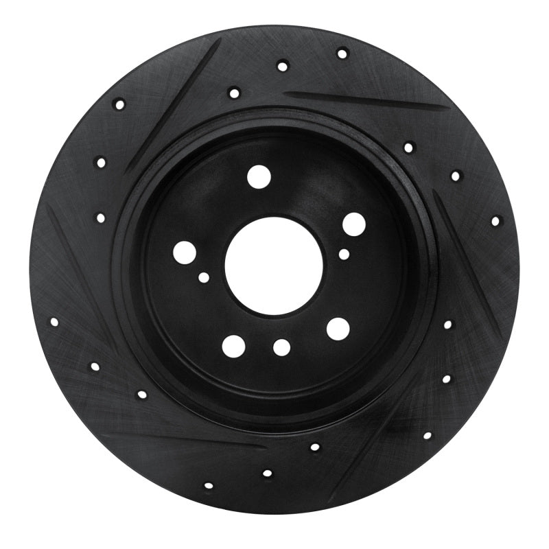 R1 Concepts R1 92-03 Lexus ES300 Rear Right Drilled & Slotted Black Brake Rotor