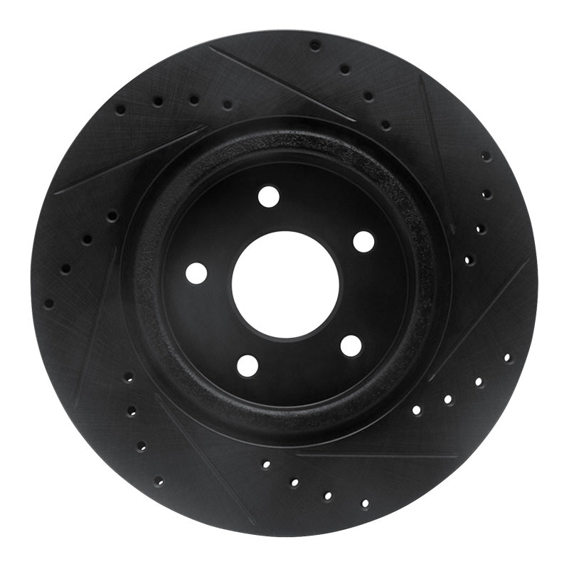 R1 Concepts R1 19-24 Infiniti QX50 Rear Left Drilled & Slotted Black Brake Rotor