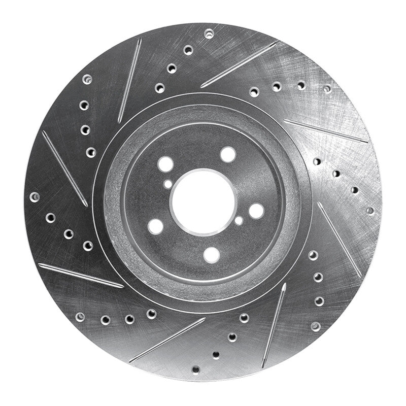 R1 Concepts R1 05-18 Subaru Outback Front Right Drilled & Slotted Silver Brake Rotor