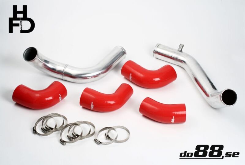 do88 Volvo 7/940 Turbo Center Connection Pipe Kit Red Hoses 3in Throttle Body