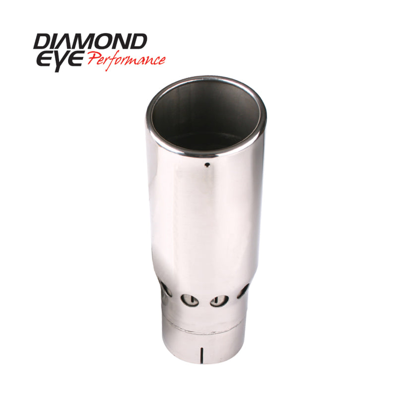 Diamond Eye Performance Diamond Eye TIP 5in INLET X 6in OUTLET VENTED/INTERCOOLER ROLLED ANGLE SLOTTED POLISHED SS 15 ANGLE
