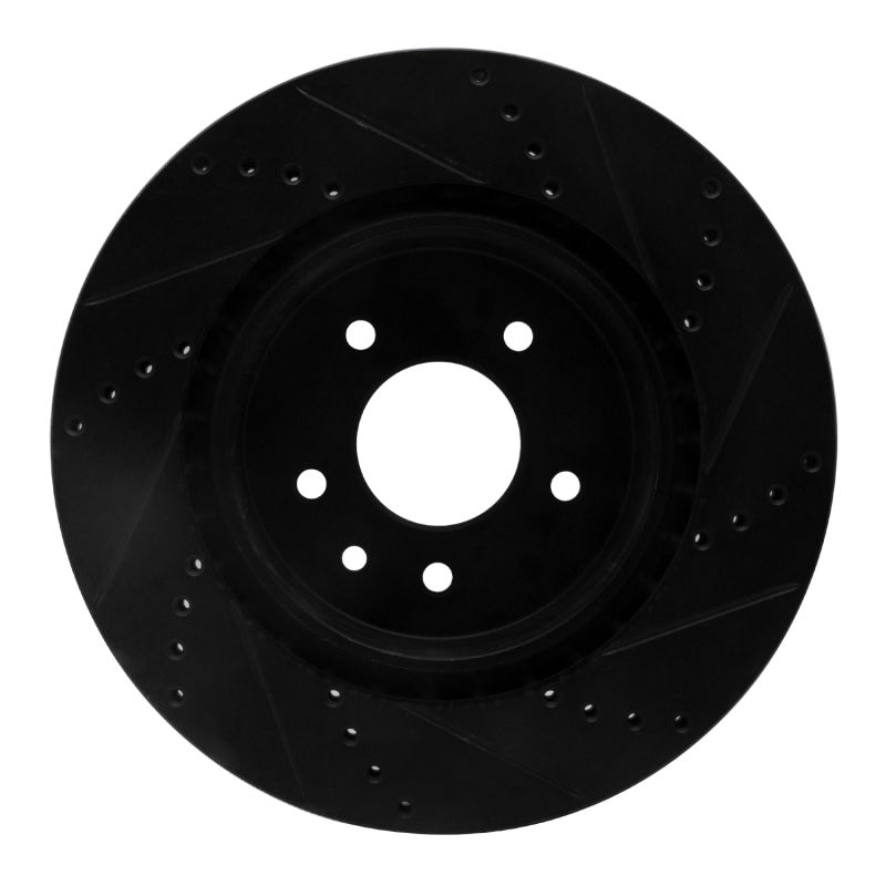 R1 Concepts R1 00-06 Jaguar XJR Rear Left Drilled & Slotted Black Brake Rotor