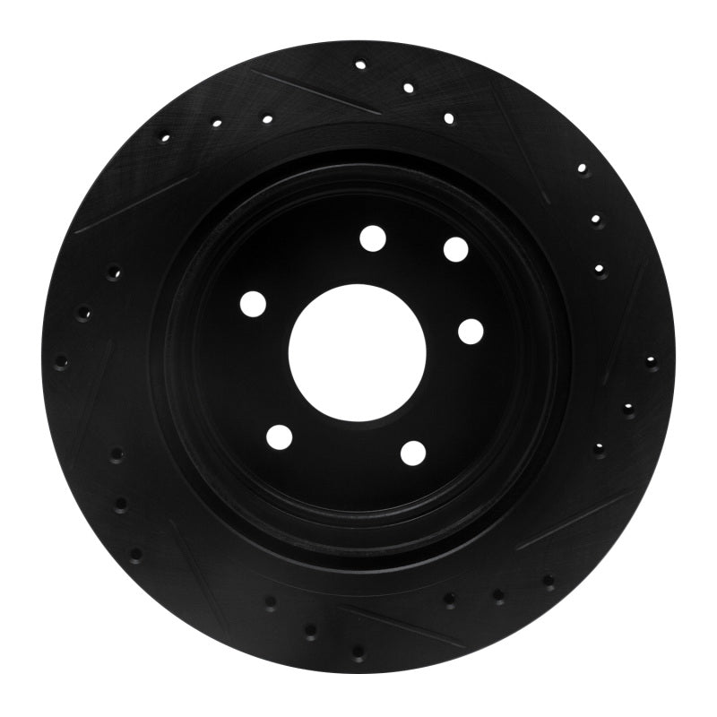 R1 Concepts R1 93-01 Infiniti Q45 Rear Left Drilled & Slotted Black Brake Rotor