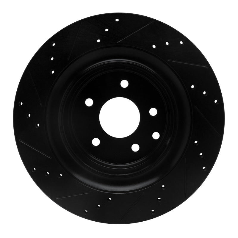 R1 Concepts R1 07-15 Infiniti G35 Rear Right Drilled & Slotted Black Brake Rotor