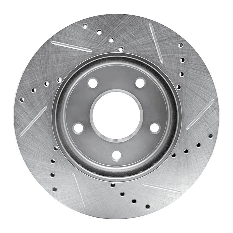 R1 Concepts R1 11-25 Chevrolet City Express Front Left Drilled & Slotted Silver Brake Rotor