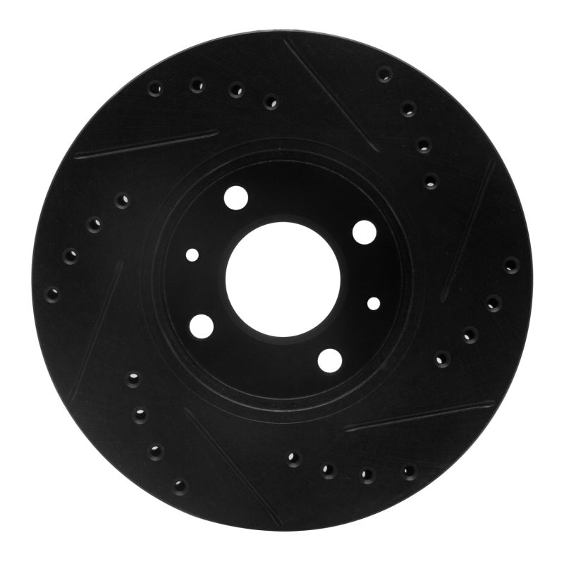 R1 Concepts R1 91-94 Nissan Sentra Front Left Drilled & Slotted Black Brake Rotor