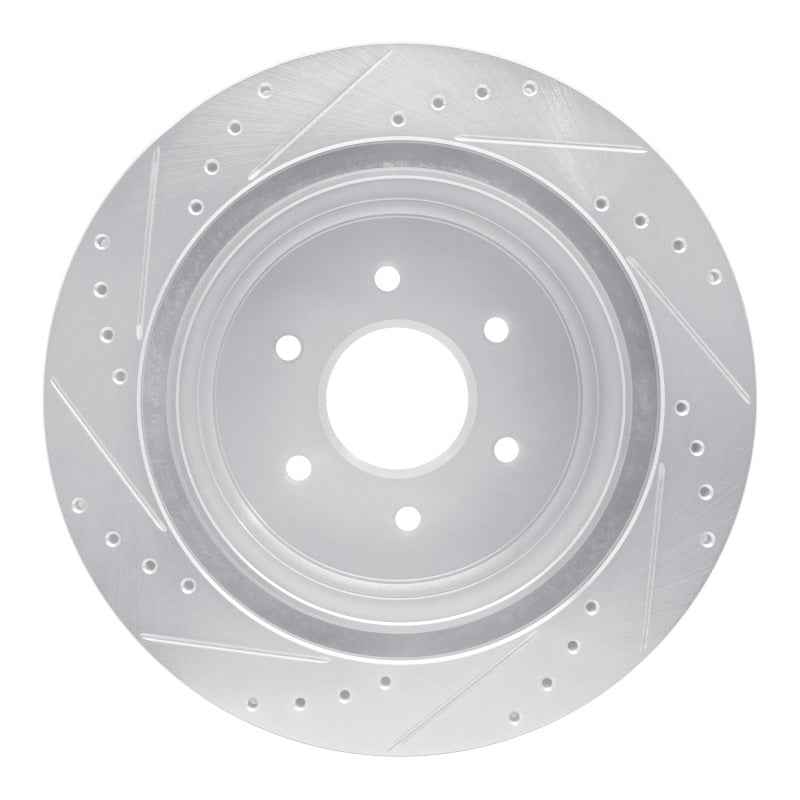 R1 Concepts R1 16-24 Nissan Titan XD Rear Right Drilled & Slotted Silver Brake Rotor