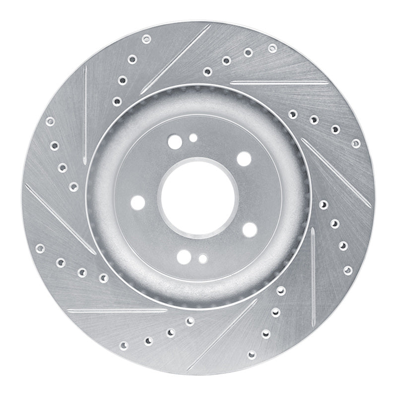 R1 Concepts R1 18-23 Genesis G70 Front Right Drilled & Slotted Silver Brake Rotor