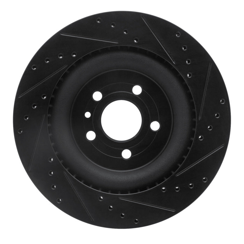 R1 Concepts R1 13-19 Ford Police Interceptor Sedan Front Left Drilled & Slotted Black Brake Rotor