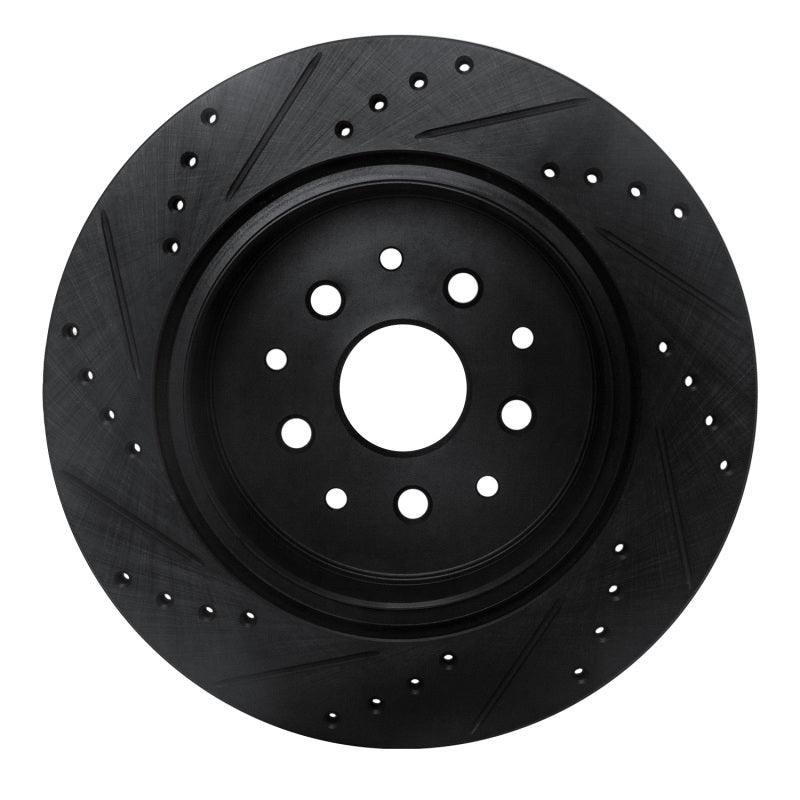 R1 Concepts R1 93-98 Toyota Supra Rear Right Drilled & Slotted Black Brake Rotor