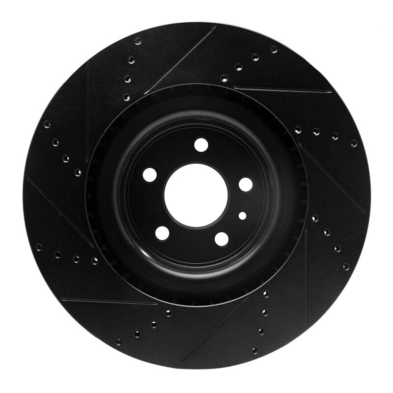 R1 Concepts R1 13-14 Ford Mustang Front Right Drilled & Slotted Black Brake Rotor
