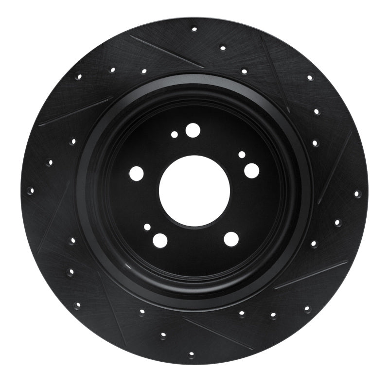 R1 Concepts R1 18-25 Honda Odyssey Rear Left Drilled & Slotted Black Brake Rotor