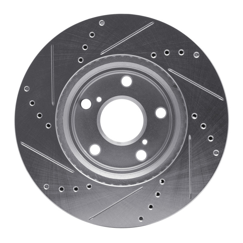 R1 Concepts R1 99-07 Lexus ES300 Front Right Drilled & Slotted Silver Brake Rotor