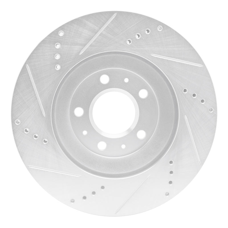 R1 Concepts R1 04-08 Cadillac CTS Front Right Drilled & Slotted Silver Brake Rotor