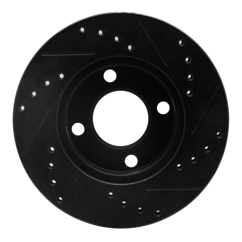 R1 Concepts R1 90-91 Audi 90 Quattro Front Left Drilled & Slotted Black Brake Rotor