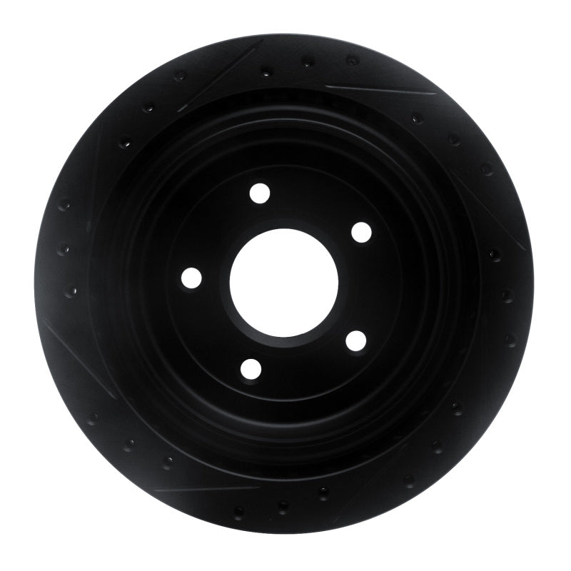 R1 Concepts R1 97-13 Cadillac XLR Rear Right Drilled & Slotted Black Brake Rotor