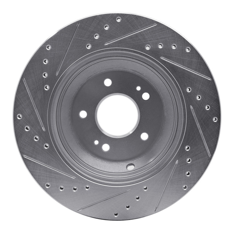 R1 Concepts R1 18-23 Genesis G80 Rear Right Drilled & Slotted Silver Brake Rotor