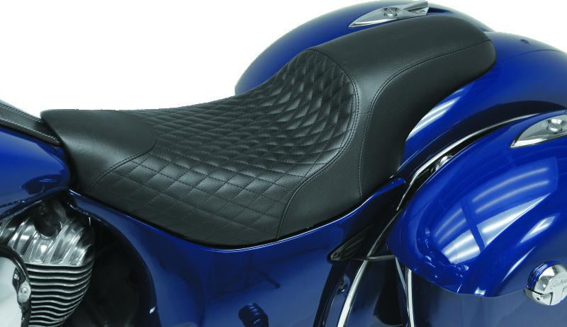 Mustang Motorcycle Mustang 14-21 Indian Chieftain,Chief,Dk Horse,Master,Indian Tripper 1PC Seat w/Diam Stitch - Black