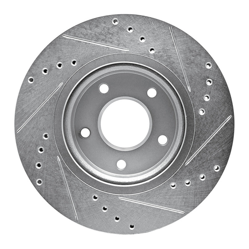 R1 Concepts R1 14-23 Nissan Leaf Front Left Drilled & Slotted Silver Brake Rotor