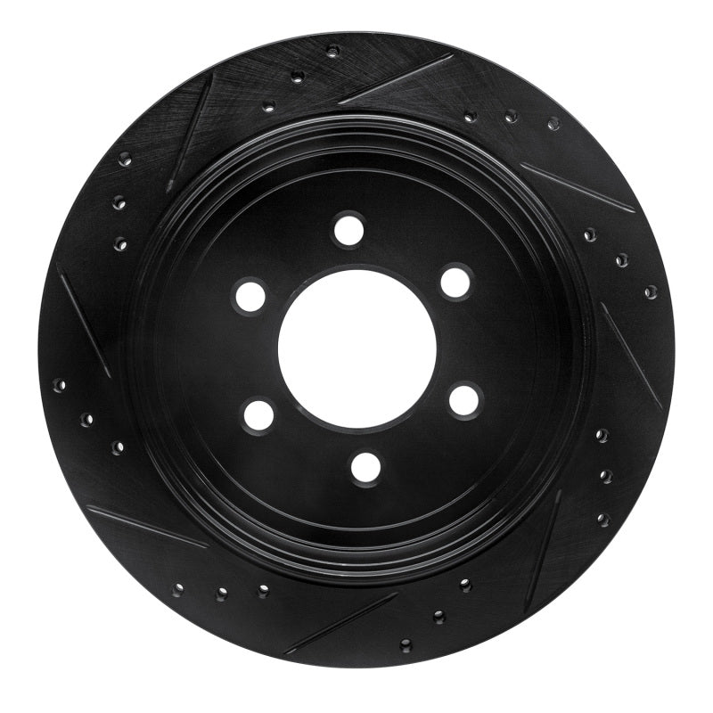 R1 Concepts R1 07-17 Ford Expedition Rear Right Drilled & Slotted Black Brake Rotor