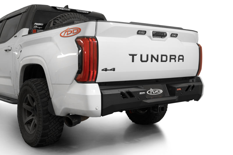 Addictive Desert Designs 2022+ Toyota Tundra Black Label Rr Bumper - Hammer Blk w/ Satin Blk Panels