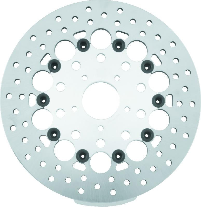 TwinPower Twin Power 08-13 FLH FLT 08-16 FLHR 6-17 DYNA Front 11.8 Floating Rotor With Holes Silver