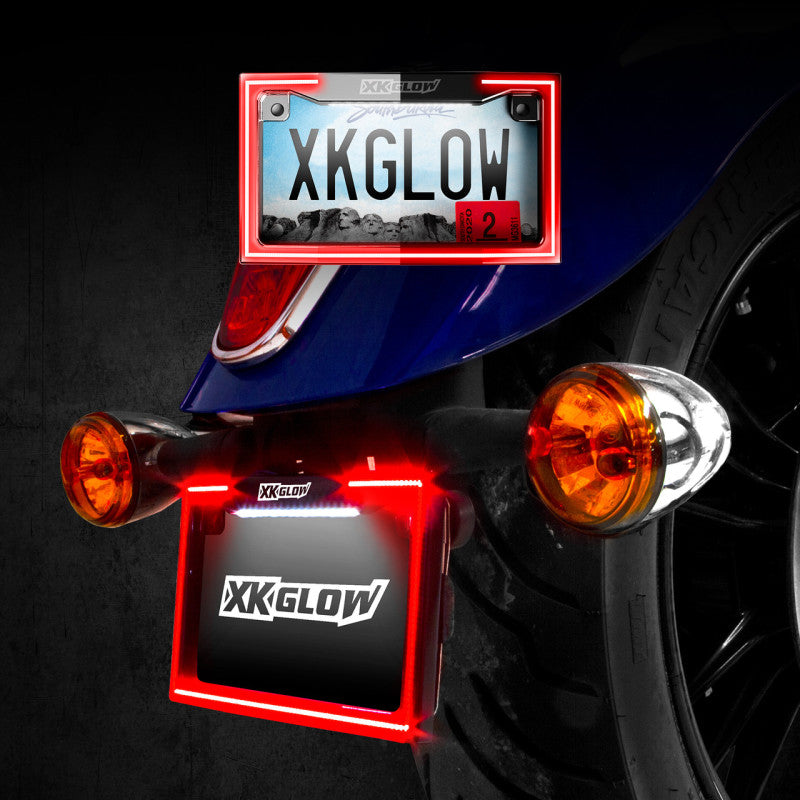 XKGLOW XK Glow Motorcycle License Plate Frame Light w/ Turn Signal - Chrome