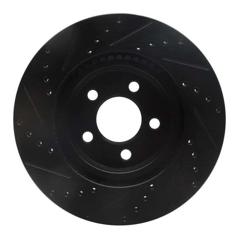 R1 Concepts R1 05-23 Chrysler 300 Front Right Drilled & Slotted Black Brake Rotor