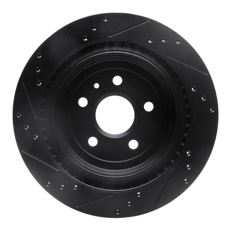 R1 Concepts R1 08-14 Cadillac CTS Rear Right Drilled & Slotted Black Brake Rotor