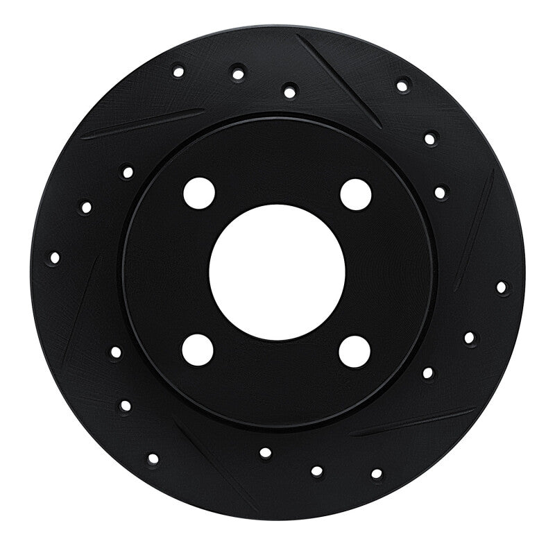 R1 Concepts R1 78-90 Dodge Rampage Front Right Drilled & Slotted Black Brake Rotor