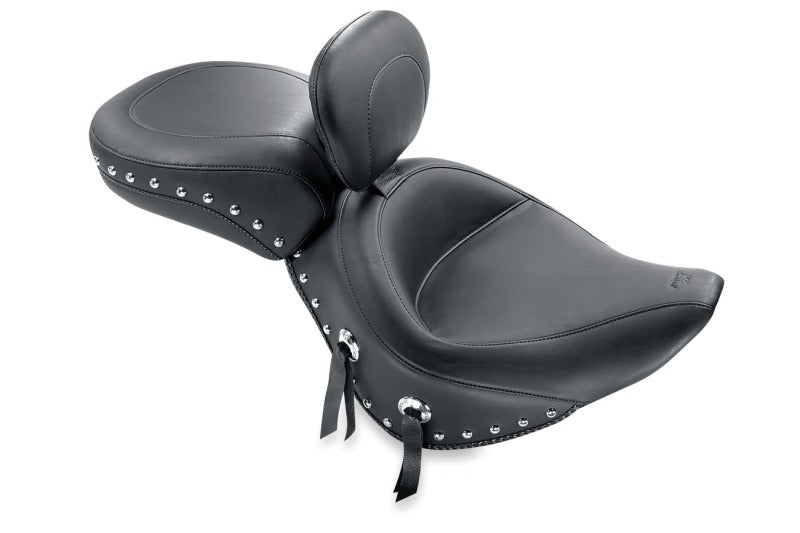 Mustang Motorcycle Mustang 84-06 Harley Standard Rear Tire Wide Touring Recessed Passenger Seat w/Studs - Black