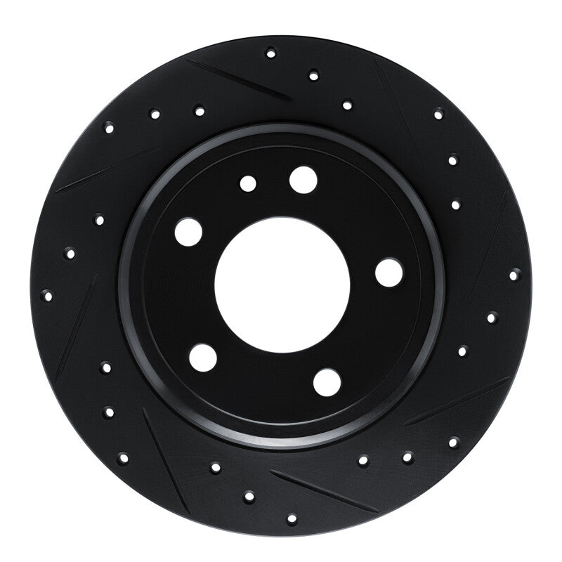 R1 Concepts R1 87-92 BMW 735I Rear Right Drilled & Slotted Black Brake Rotor