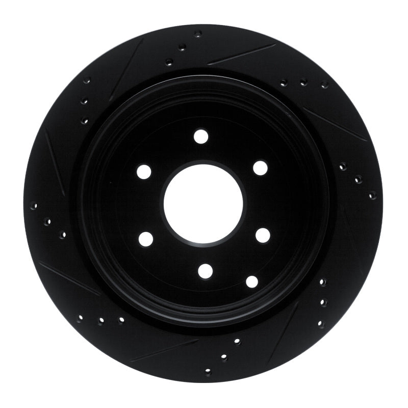 R1 Concepts R1 10-24 Infiniti QX80 Rear Right Drilled & Slotted Black Brake Rotor