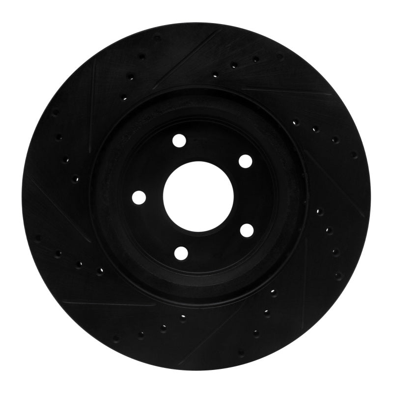 R1 Concepts R1 14-19 Nissan Rogue Front Right Drilled & Slotted Black Brake Rotor