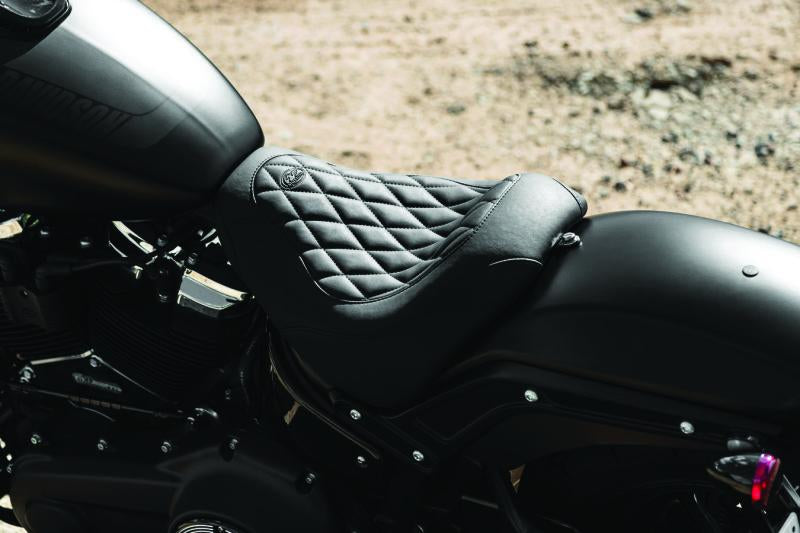 Mustang Motorcycle Mustang 18-21 Harley Fat Bob Wide Tripper Solo Seat Diamond Stitch - Black