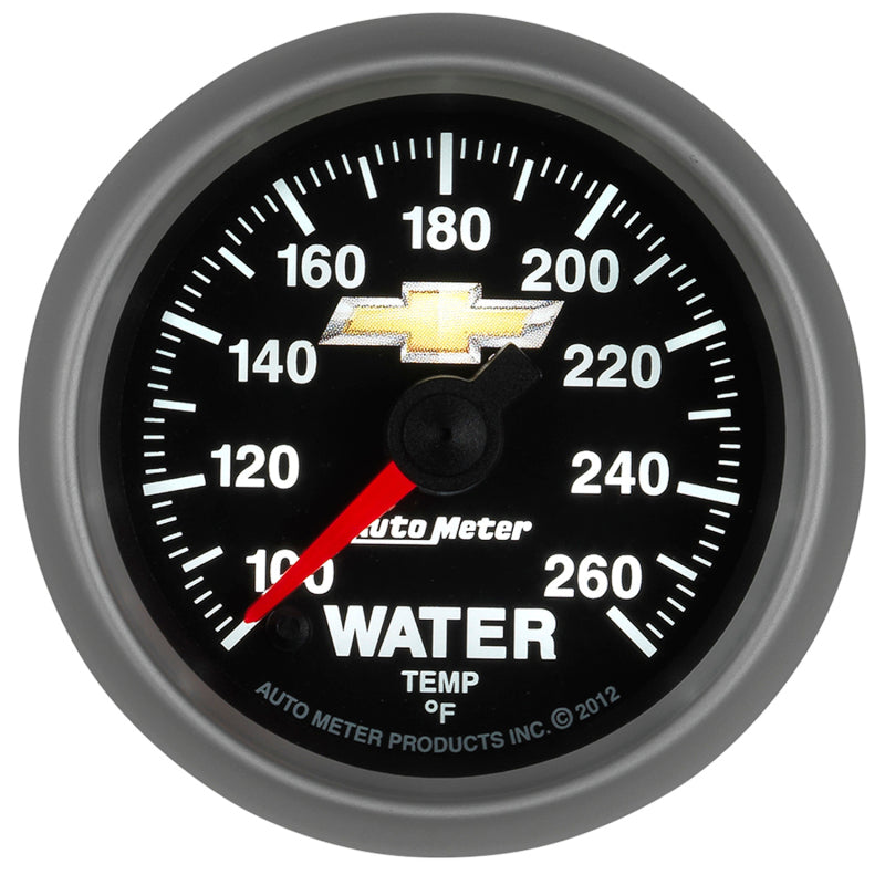 AutoMeter Gauge Water Temp 2-1/16in. 100-260 Deg. F Digital Stepper Motor Chevy Gold Bowtie