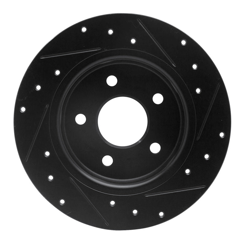 R1 Concepts R1 12-18 Ford Focus Rear Left Drilled & Slotted Black Brake Rotor