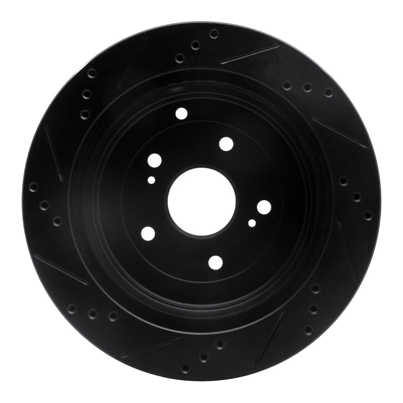 R1 Concepts R1 09-17 Suzuki Grand Vitara Rear Right Drilled & Slotted Black Brake Rotor