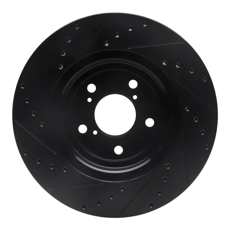 R1 Concepts R1 17-20 Acura MDX Front Right Drilled & Slotted Black Brake Rotor