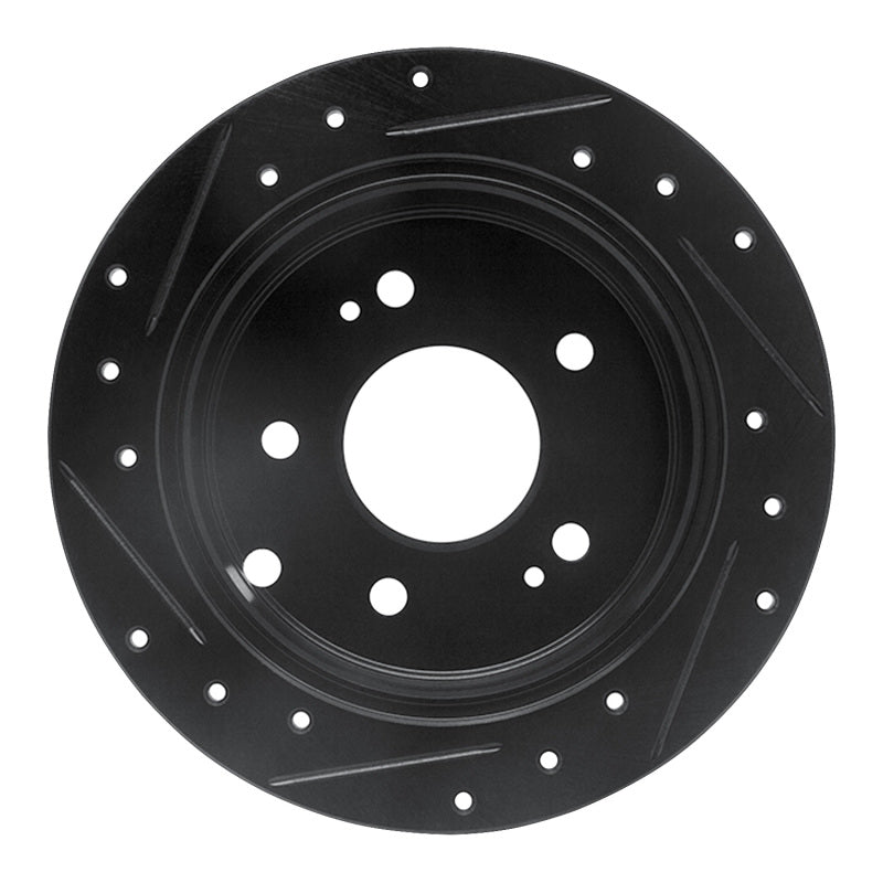 R1 Concepts R1 04-12 Mitsubishi Eclipse Rear Right Drilled & Slotted Black Brake Rotor