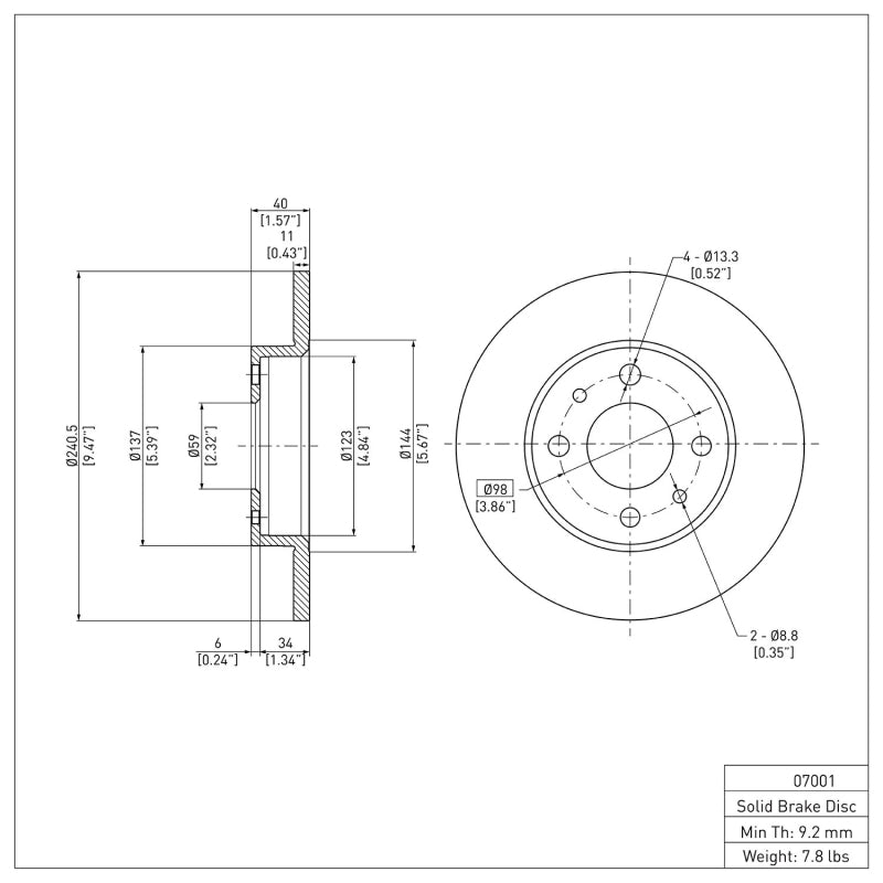 DFC 09-19 Fiat 500 (USA/Canada) Rear GeoSPEC Coated Rotor