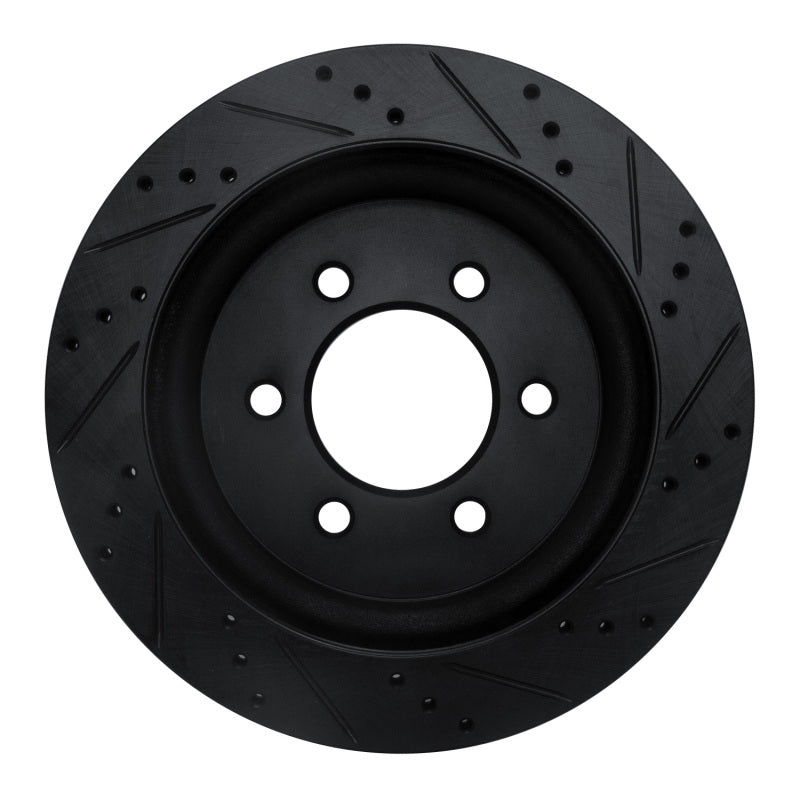 R1 Concepts R1 18-21 Ford F-150 4WD Rear Left Drilled & Slotted Black Brake Rotor